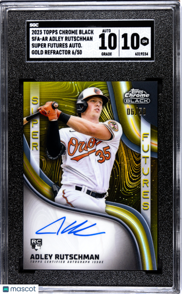 2023 Topps Chrome Black Adley Rutschman #SFA-AR Super Futures Autograph Gold Refractor SGC 10 Auto 10