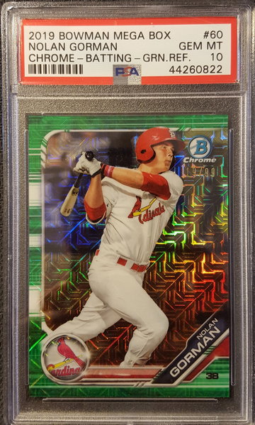 2019 Bowman Chrome Green Refractor */99 Nolan Gorman PSA 10