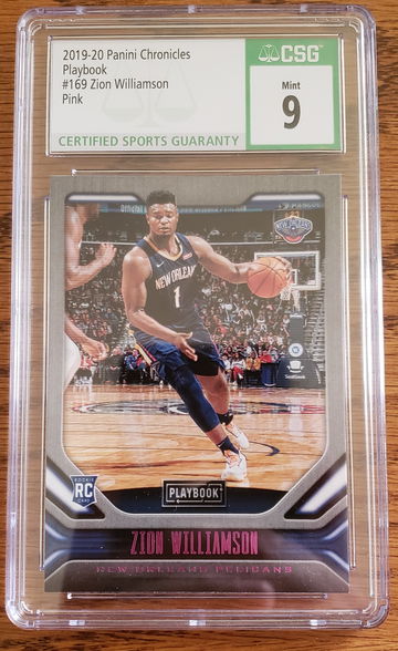 2019-20 Panini Chronicles Playbook Zion Williamson Rookie #169 Pink Foil CSG 9 - Pelicans