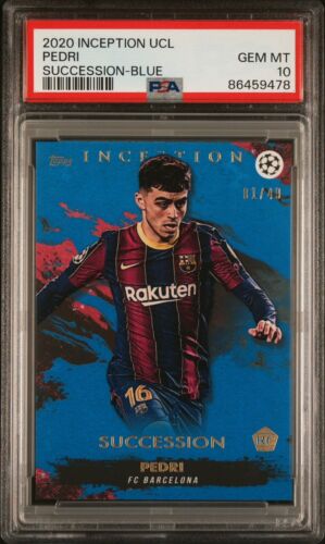 2020-21 Topps Inception UCL Pedri Succession Blue Rookie 1/49 #10 PSA 10
