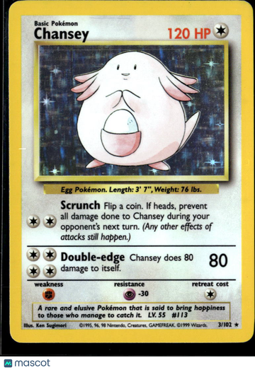 1999 Base Set Chansey Holo Rare #3/102