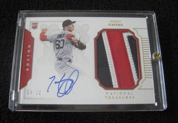 2016 PANINI NATIONAL TREASURE REDSOX RC HENRY OWENS AUTO SWATCH CARD 4/10