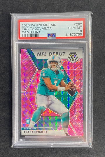 2020 Panini Mosaic 262 Tua Tagovailoa Camo Pink PSA 10