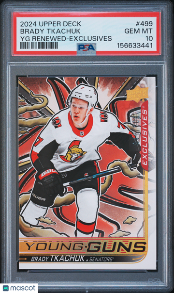 2024-25 Upper Deck Young Guns Renewed Brady Tkachuk #499 UD Exclusives 041/100 PSA 10
