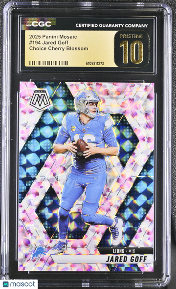 2025 Panini Mosaic Jared Goff #194 Choice Cherry Blossom /20 CGC 10