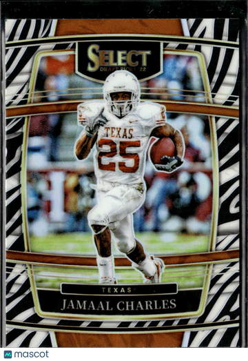 Jamaal Charles 2022 Panini Select Draft Picks Prizm Concourse Zebra Texas Longhorns