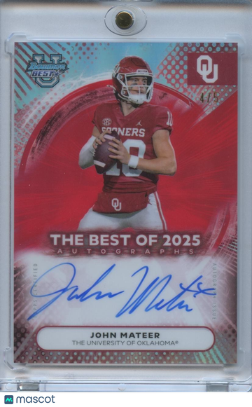 John Mateer 2025 Bowman's Best Auto Autograph RED Oklahoma Sooners 4/5