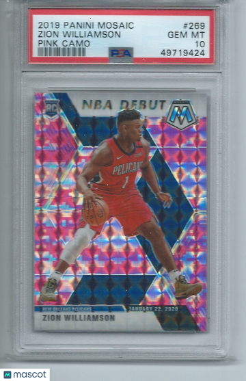 2019 Panini Mosaic Zion Williamson #269 Pink Camo PSA 10