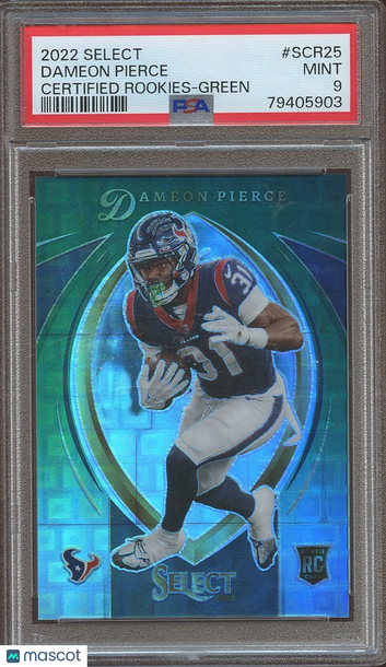2022 Panini Select Select Certified Rookies Dameon Pierce #SCR25 Green Prizm Rookie PSA 9