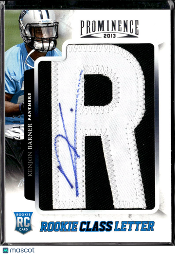 Kenjon Barner 2013 Panini Prominence Rookie Class Letter Rookie Class Letter Patch RC Auto /102 Carolina Panthers