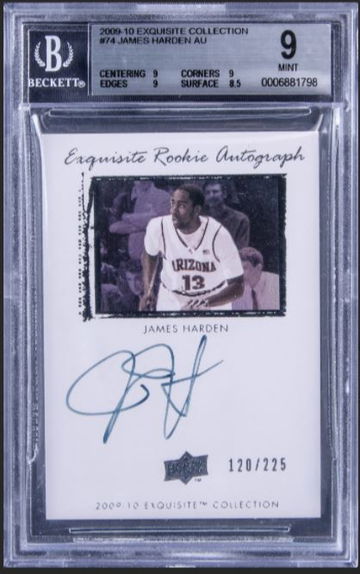 2009/10 UD Exquisite Collection #74 James Harden Signed Rookie Card #120/225