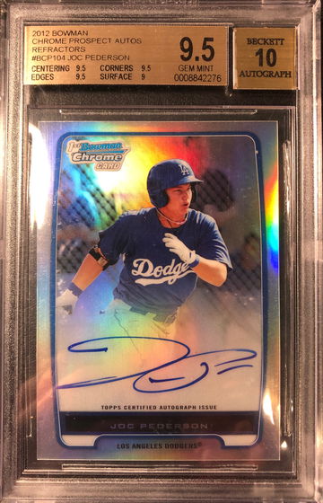 Joc Pederson 2012 Bowman Chrome Autograph Refractor RC Auto #/500