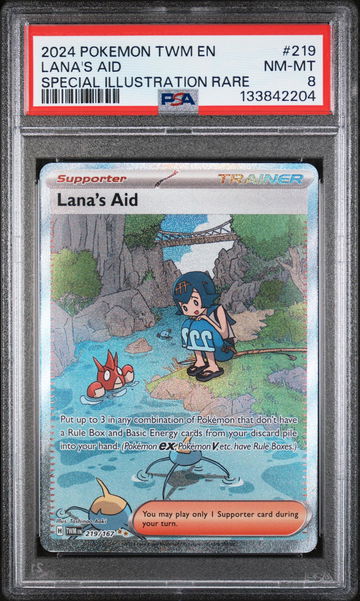 2024 Pokemon Scarlet and Violet Twilight Masquerade Special Illustration Rare Lana's Aid #219 PSA 8
