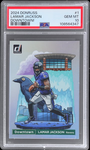 2024 Panini Donruss Lamar Jackson Downtown PSA 10