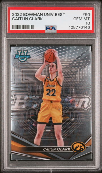 2022 BOWMAN UNIVERSITY BEST CAITLIN CLARK #50 RC ROOKIE PSA 10