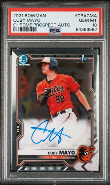 2021 Bowman Chrome Coby Mayo #CPA-CMA Auto PSA 10