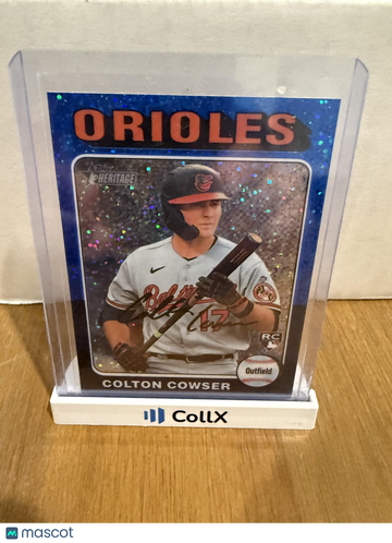 2024 Topps Heritage Colton Cowser #388 Chrome Blue Sparkle Refractor