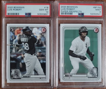 2020 Bowman Luis Robert RC #18 PSA 10 and 2020 Bowman Paper Prospects Luis Robert PSA 9 #BP150 