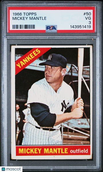 1966 Topps Mickey Mantle #50 PSA 3