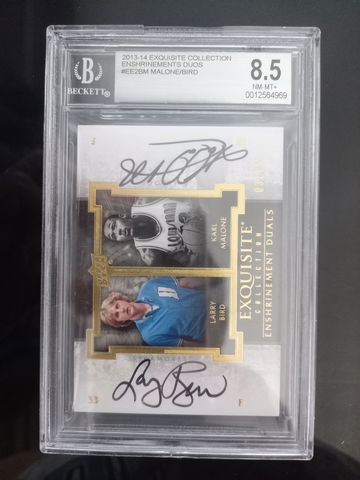 2013-14 Larry Bird / Karl Malone Exquisite Enshrinement Duos /15 BGS 8.5 AUTO 10