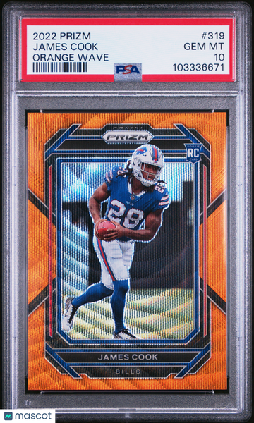 2022 Panini Prizm James Cook Orange Wave #319 PSA 10