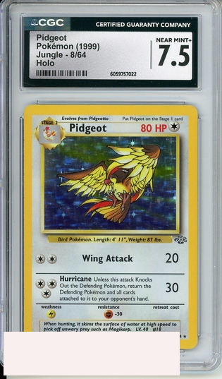 1999 POKEMON PIDGEOT#8 JUNGLE HOLO 8 64 CGC 7.5 NEAR MINT+