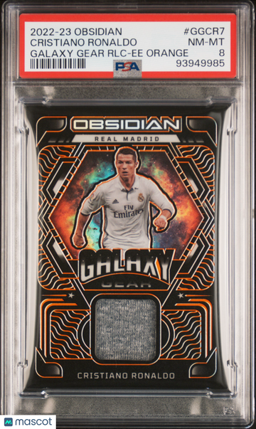 2022-23 Panini Obsidian Galaxy Gear Relics Cristiano Ronaldo #GGCR7 RLC Ee Orange PSA 8
