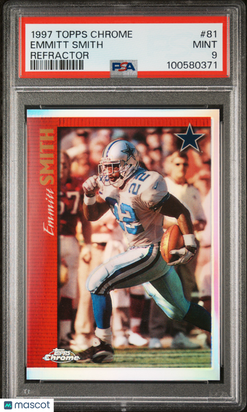 1997 Topps Chrome Emmitt Smith #81 Refractor PSA 9