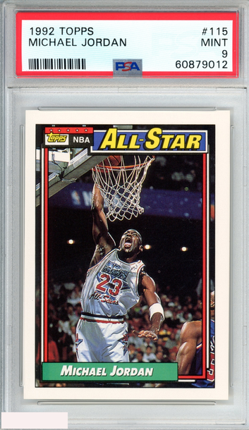 1992 TOPPS MICHAEL JORDAN #115 CHICAGO BULLS HOF PSA 9 MINT