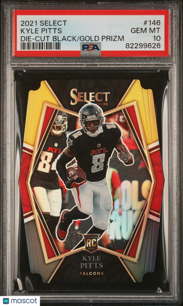 2021 Panini Select Kyle Pitts #146 Die Cut Black Gold Prizm PSA 10