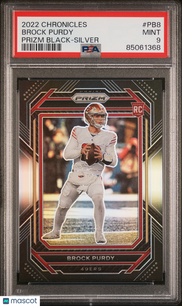 2022 Panini Chronicles Prizm Black Brock Purdy #PB8 Silver Rookie PSA 9