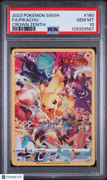 2023 Pokemon Sword And Shield Crown Zenith Pikachu Crown Zenith Fa PSA 10 #160