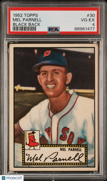 1952 Topps Mel Parnell #30 Black Back PSA 4