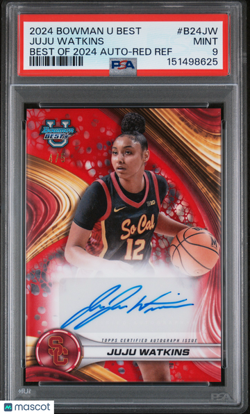 Juju Watkins 2024 Bowman University Best Best Of 2024 Autographs Auto Red Ref /5 PSA 9