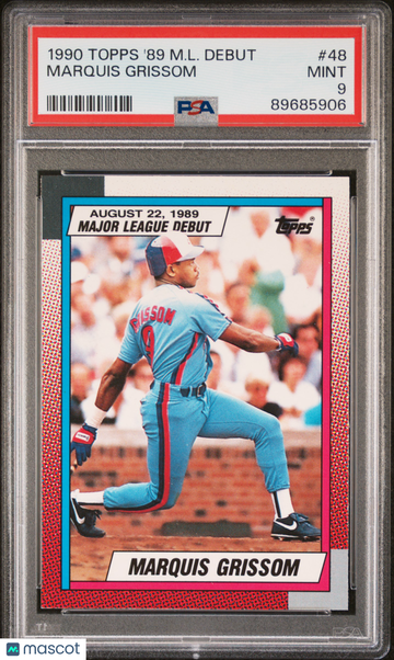 1990 Topps '89 M.L. Debut Marquis Grissom #48 PSA 9