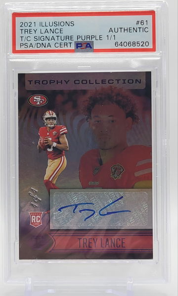 TREY LANCE 2021 ILLUSIONS PURPLE AUTO RC  #61 AUTOGRAPH TRUE BASE ROOKIE 1/1  PSA AUTHENTIC 