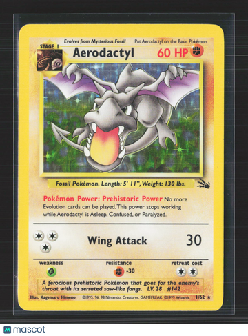 1999 Fossil Aerodactyl Holo Rare #1/62