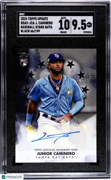 2024 Topps Update Junior Caminero #BSA2-JCA Baseball Stars Autograph Black SGC 9.5 Auto 10