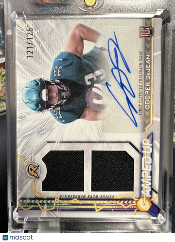 2025 Topps Amped Up Cooper DeJean AUJD /125 Autograph Patch RC Philadelphia Eagles Football Card