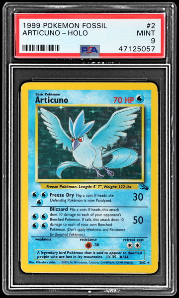 1999 Pokemon Fossil Articuno Holo PSA 9