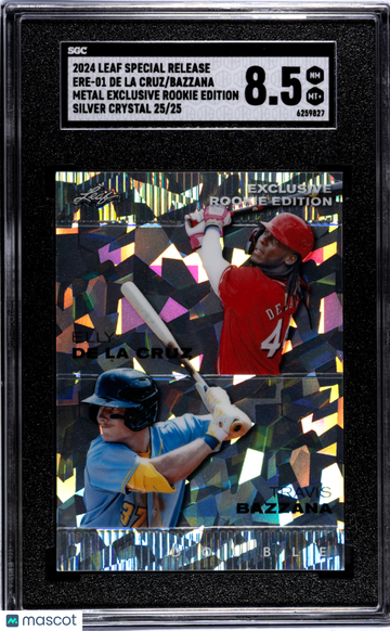 2024 Leaf Special Release Bazzana De La Cruz #ERE-01 Metal Exclusive Rookie Ed. Silver Crystal 25 SGC 8.5