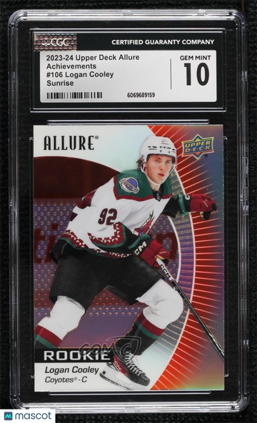 2023-24 Upper Deck Allure Logan Cooley #106 Sunrise Parallel/Variety Rookie Base Set CGC 10