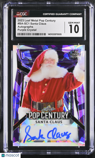 2023 Leaf Metal Pop Century Santa Claus #BA-SC1 Autograph Purple Crystal CGC 10