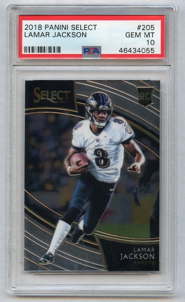 LAMAR JACKSON 2018 Panini Select Field Level Rookie #205 PSA 10 X4055 Ravens
