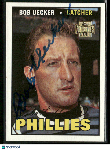 2001 Topps Archives 1967 Topps Bob Uecker #326 Hand Signed Blue Ink Auto Topps