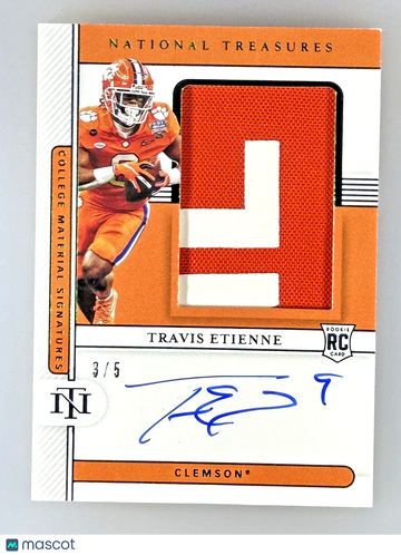 2021 Panini National Treasures Collegiate Travis Etienne #47 Patch Parallel/Variety Rookie Base Set Memorabilia Panini A