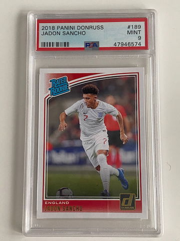 2018-19 Panini Donruss Rated Rookies Jadon Sancho #189 PSA 9 MINT Rookie RC