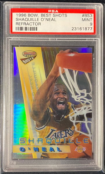 1996 Bowman’s Best shots Shaquille O’Neal refractor PSA 9 Lakers