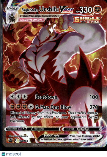 2021 Battle Styles Single Strike Urshifu VMAX Holo Secret Rare SAR #168/163