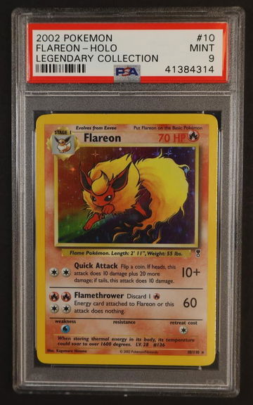 2002 Pokemon Legendary Collection Holo Flareon #10 PSA 9
